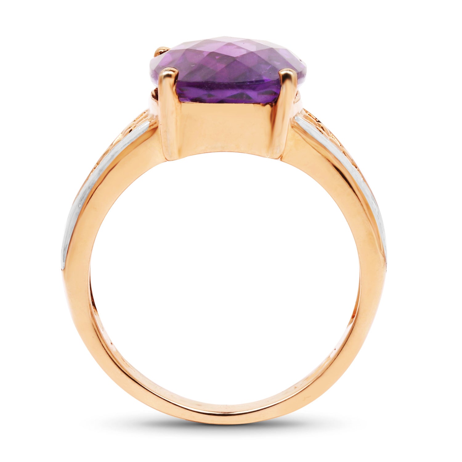 Amethyst Ring 7.56 Carats Gold Plated Silver