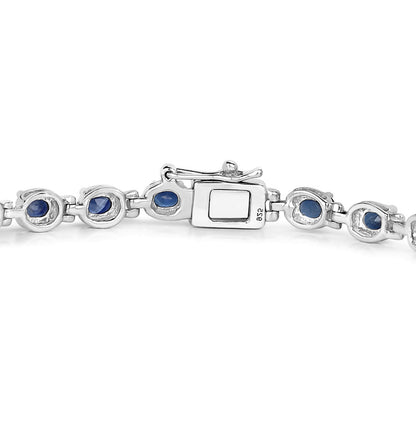 Blue Oval Cut Sapphire Tennis Bracelet 5 Carats