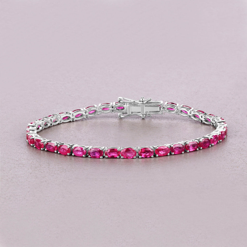 Ruby Bracelet 9.16 Carats 10K White Gold