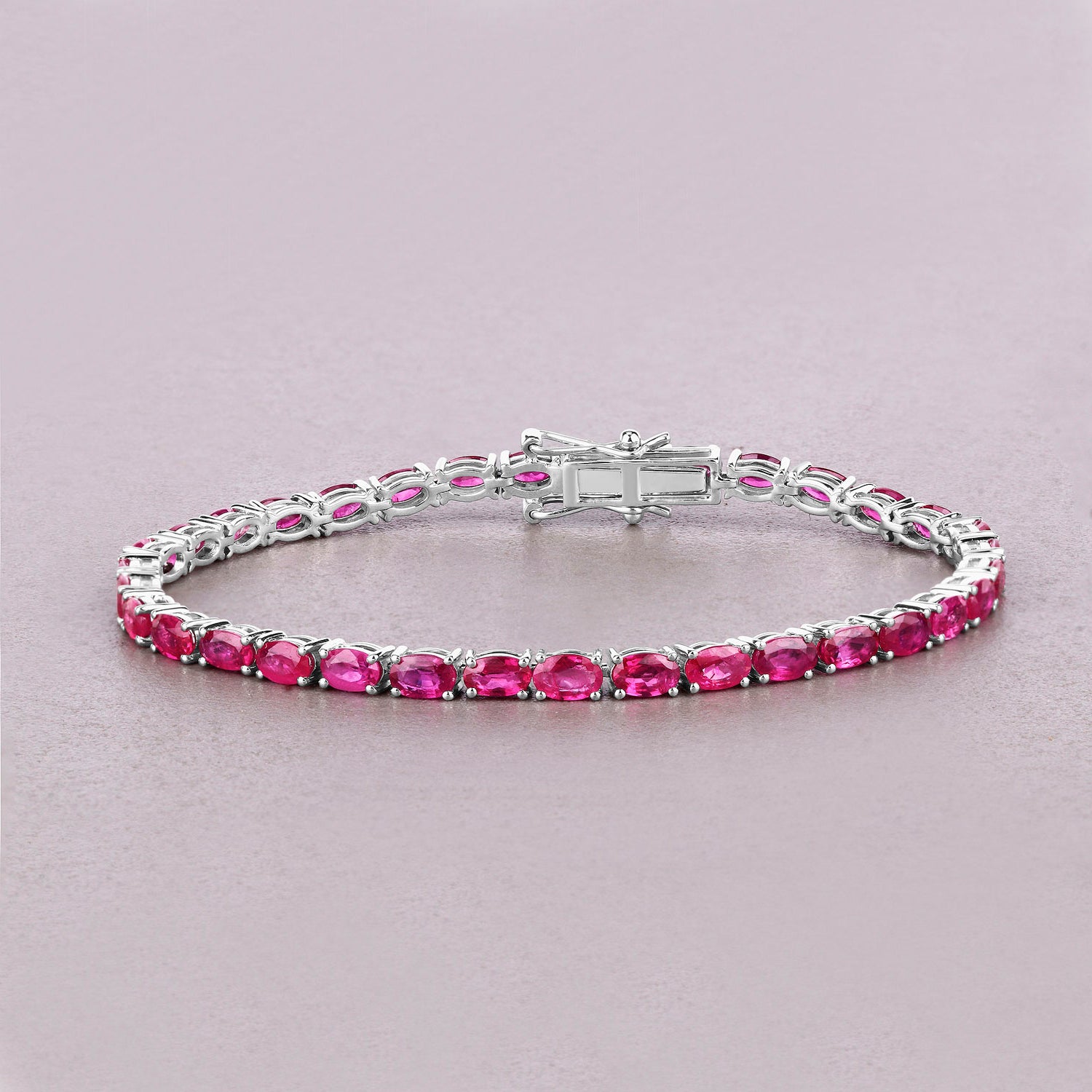 Ruby Bracelet 9.16 Carats 10K White Gold
