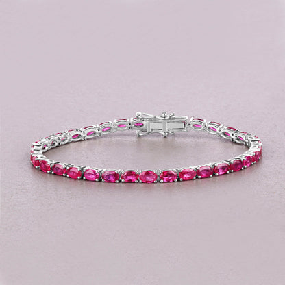 Ruby Bracelet 9.16 Carats 10K White Gold