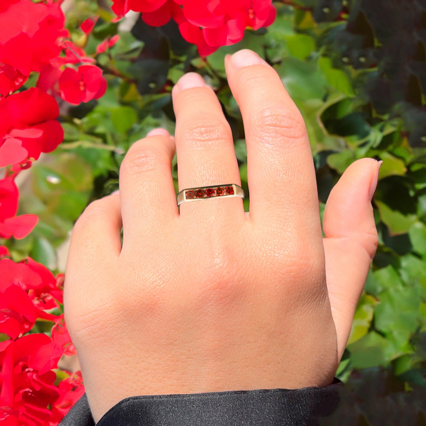 Red Diamond Ring 0.35 Carats 9K Yellow Gold