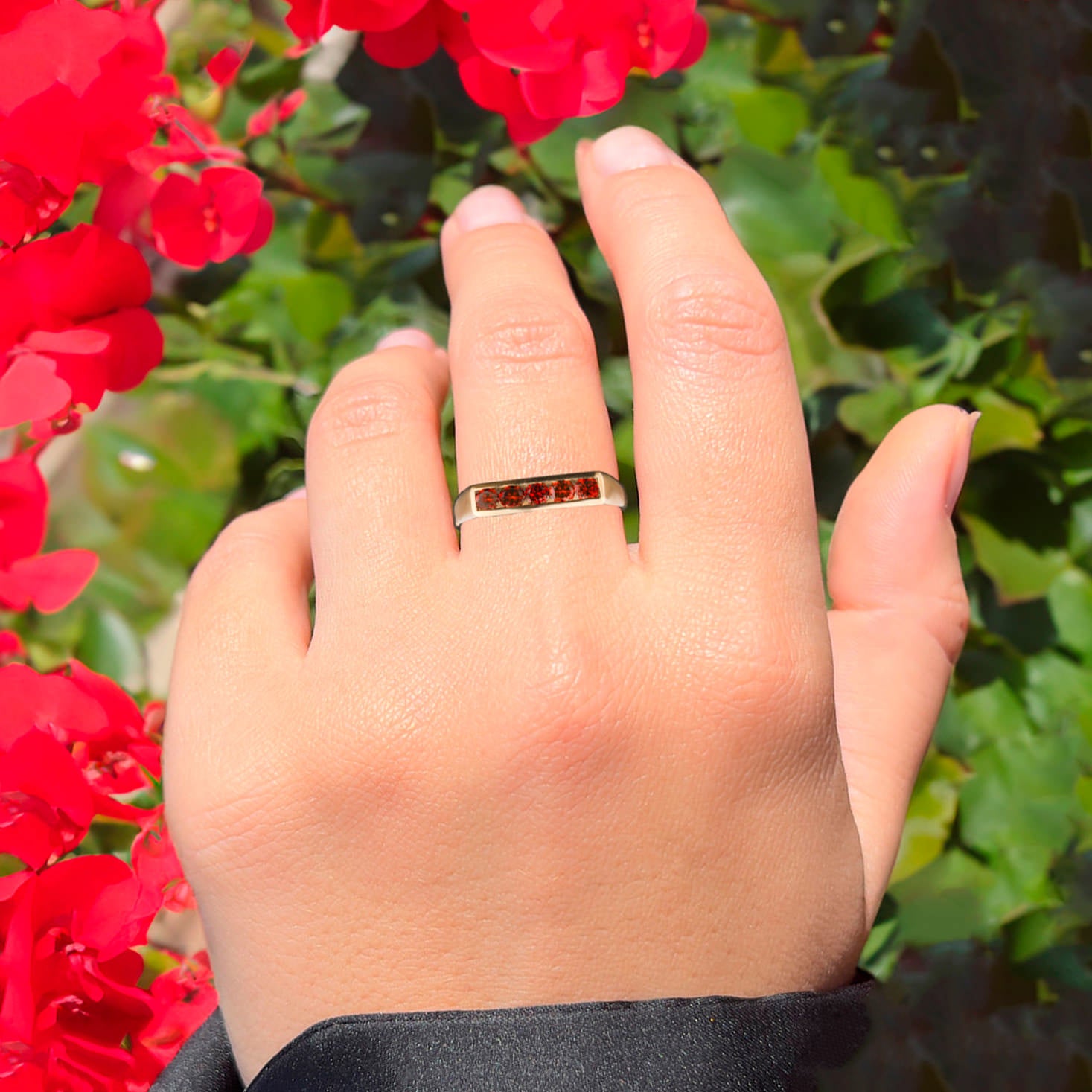 Red Diamond Ring 0.35 Carats 9K Yellow Gold