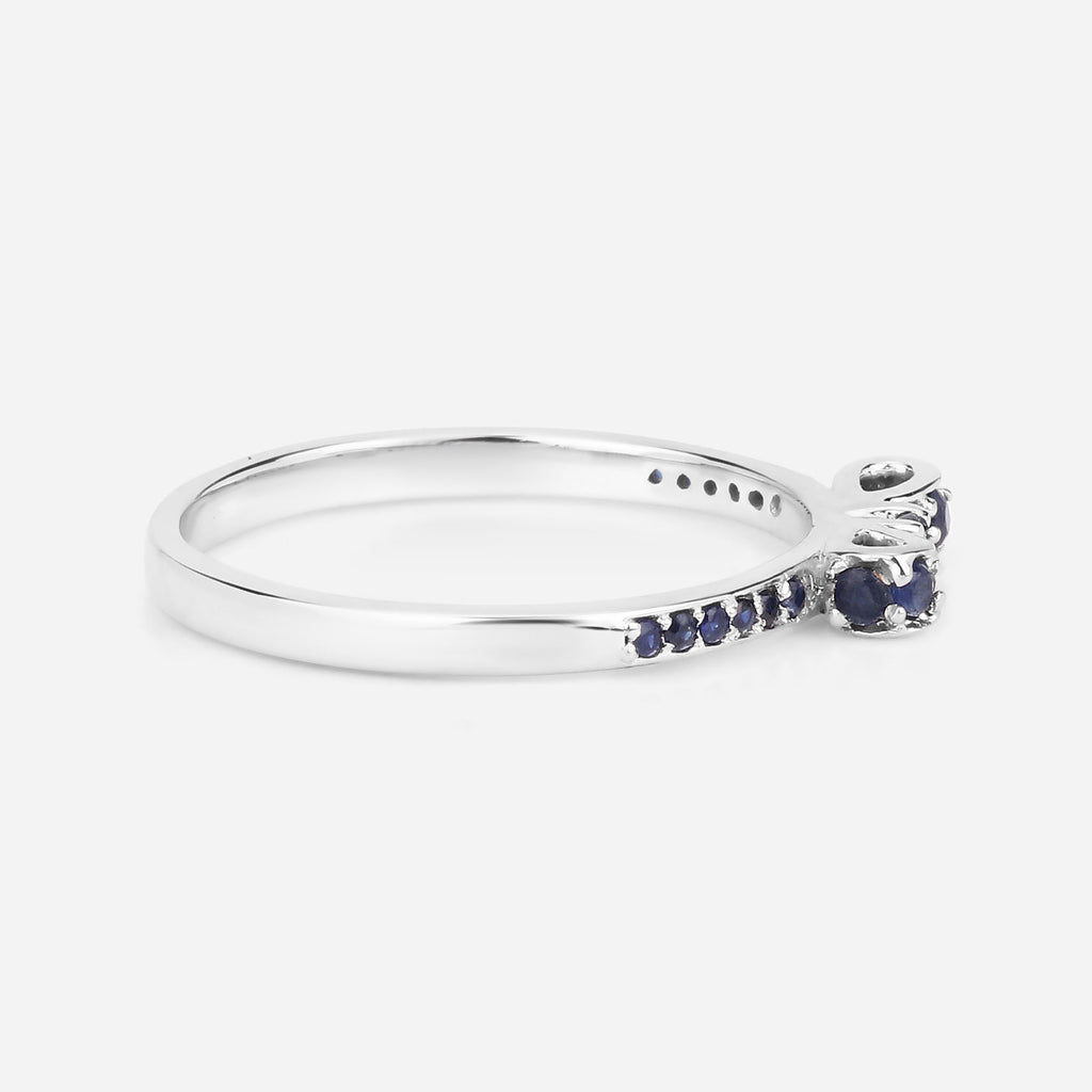 Blue Sapphire Ring 0.26 Carats 14K White Gold