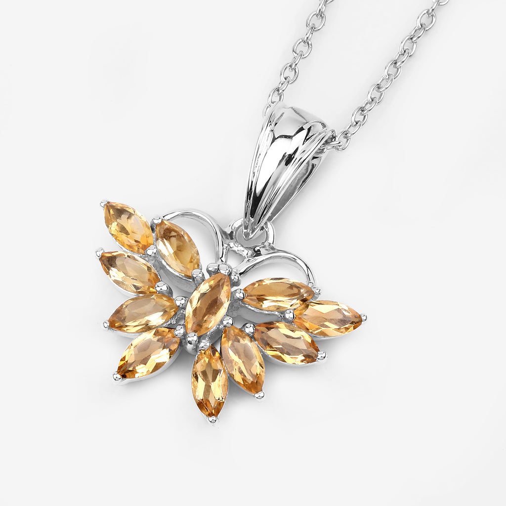 Citrine Butterfly Pendant 1.3 Carats Sterling Silver