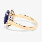 Blue Sapphire Ring With Diamonds 3.54 Carats 18K Yellow Gold