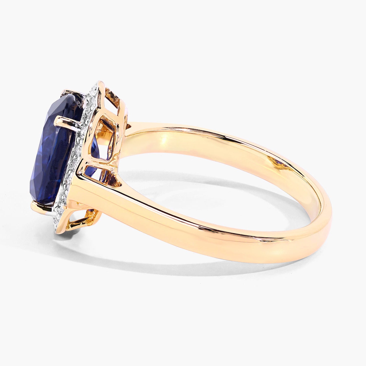 Blue Sapphire Ring With Diamonds 3.54 Carats 18K Yellow Gold