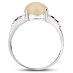 Ethiopian Opal Ring With Pink Tourmaline 1.98 Carats Sterling Silver