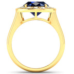 Blue Sapphire Ring With Diamonds 5.18 Carats 14K Yellow Gold