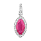 Ruby Pendant With Diamonds 1.57 Carats 14K White Gold