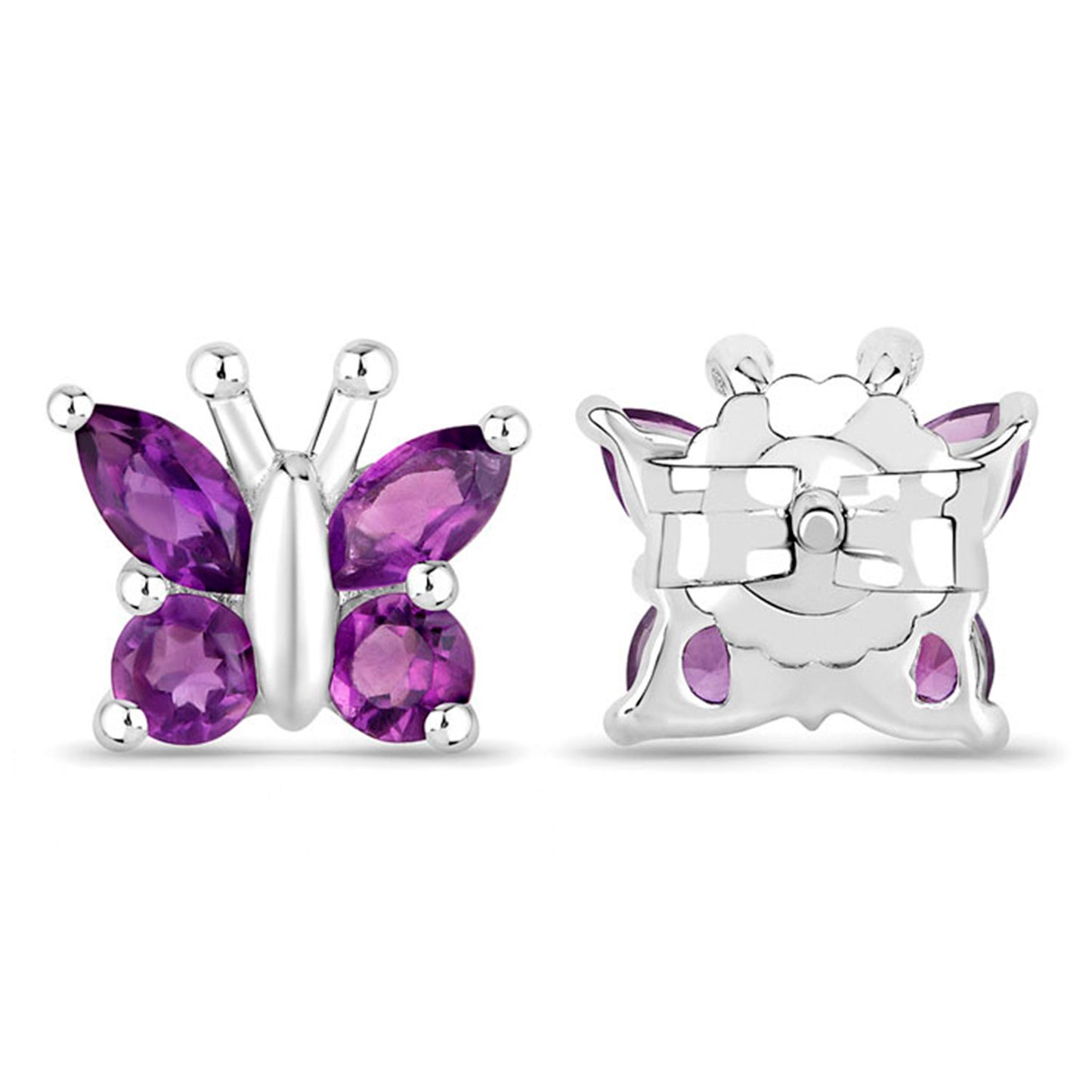 Amethyst Butterfly Earrings 0.98 Carats Sterling Silver