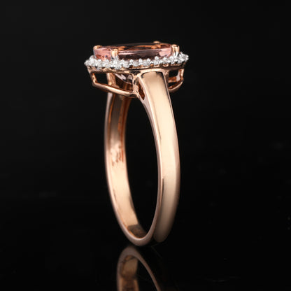 Morganite Ring With Diamonds 2.21 Carats 9K Rose Gold