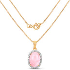 Pink Opal Pendant With White Topaz 11.7 Carats Gold Plated Silver