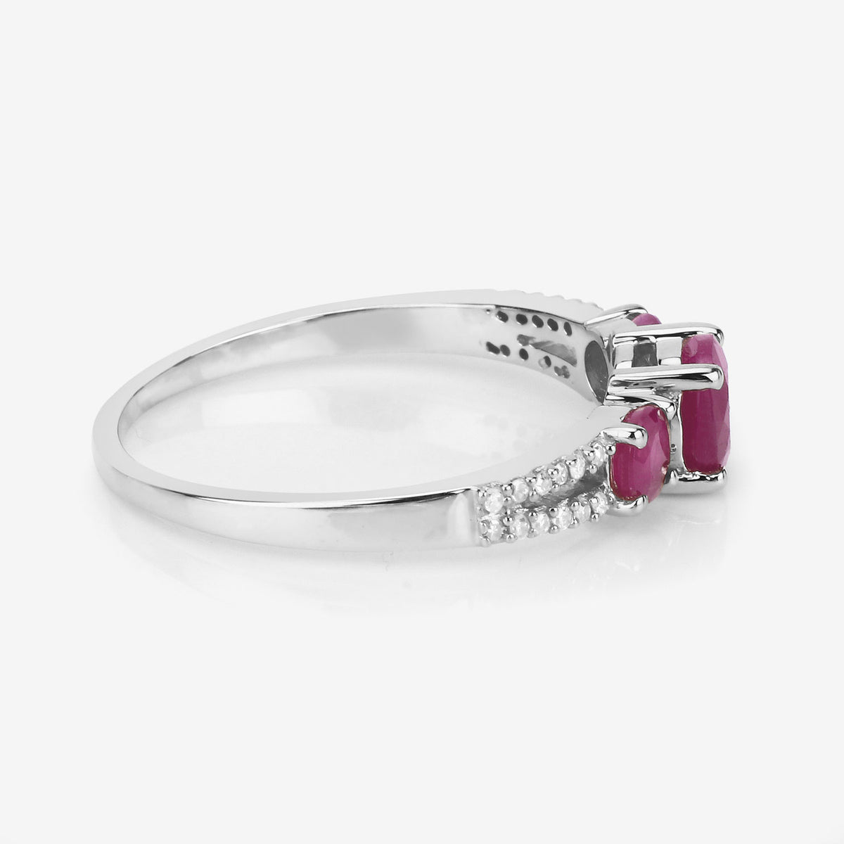 Ruby Ring With Diamonds 0.98 Carats 14K White Gold