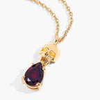 Garnet Skull Pendant 0.78 Carats Gold Plated Silver