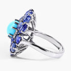 Natural Mixed Gemstones Ring 8.92 Carats Sterling Silver