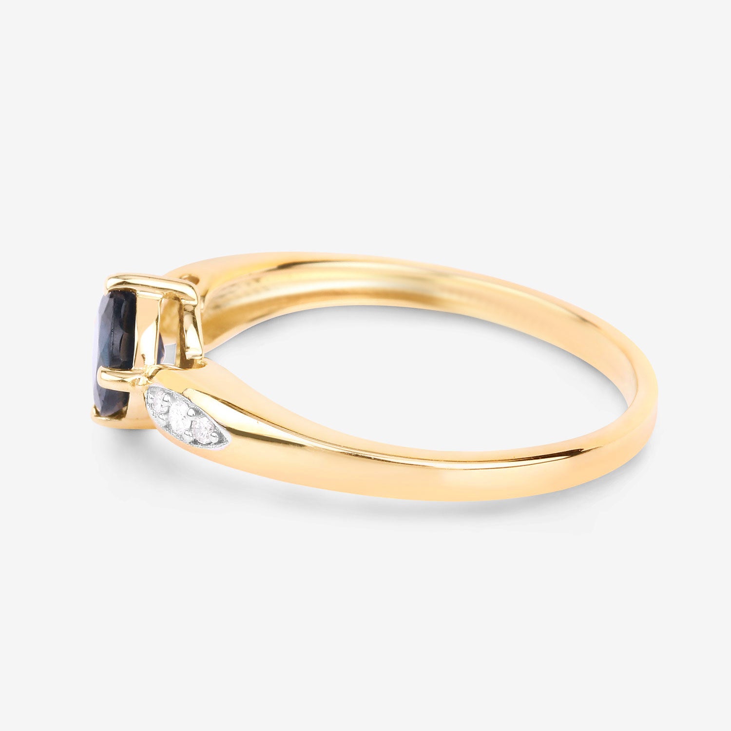 Blue Sapphire Ring With Diamonds 0.86 Carats 10K Yellow Gold