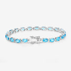Swiss Blue Topaz Tennis Bracelet 10.7 Carats Sterling Silver