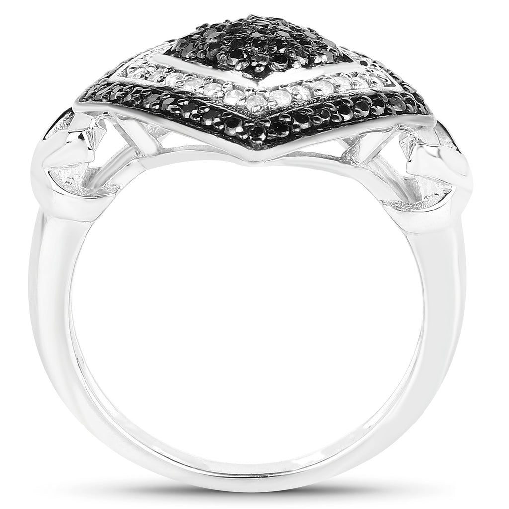Multicolor Diamond Ring 0.52 Carats Sterling Silver