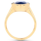 Blue Sapphire Ring With Diamonds 4.84 Carats 14K Yellow Gold