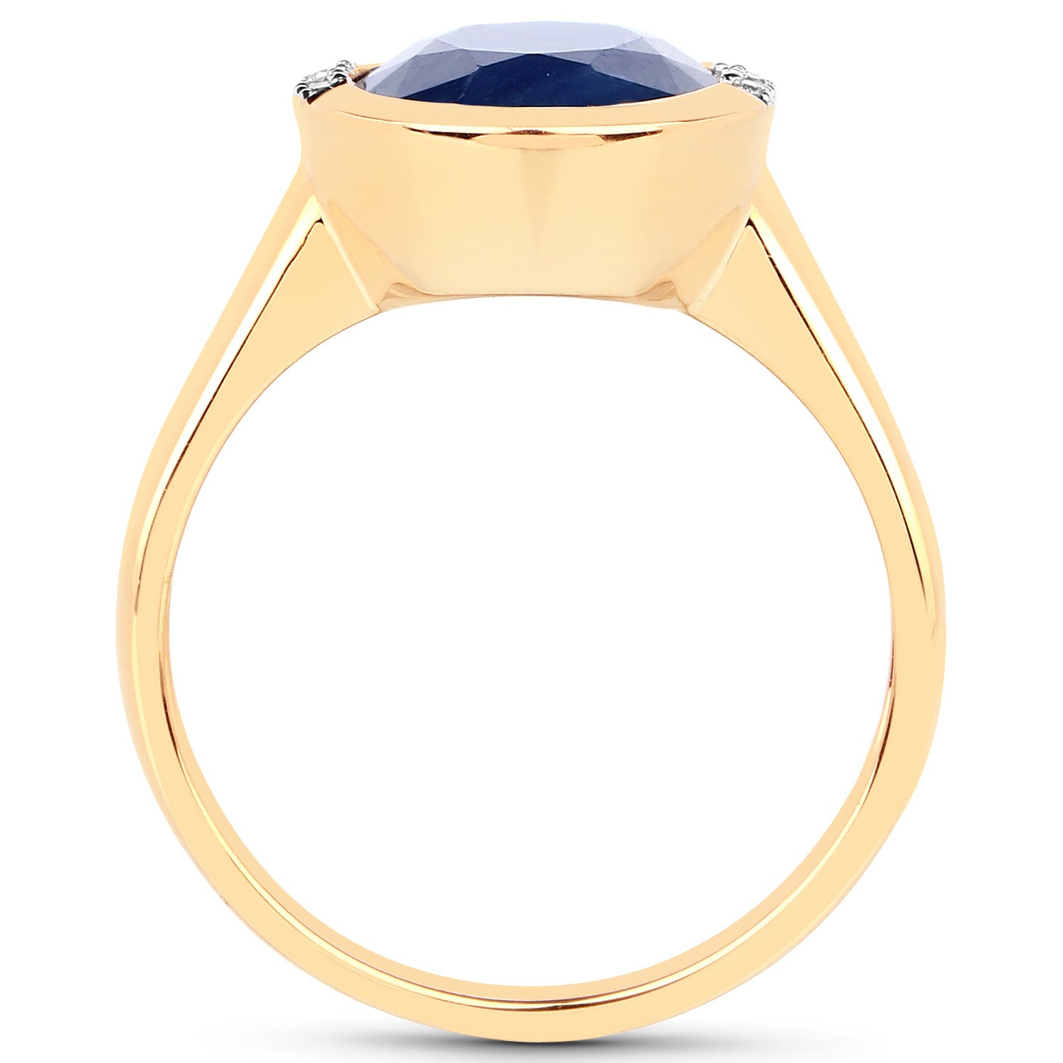 Blue Sapphire Ring With Diamonds 4.84 Carats 14K Yellow Gold