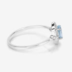Aquamarine Ring With Diamonds 0.43 Carats 14K White Gold