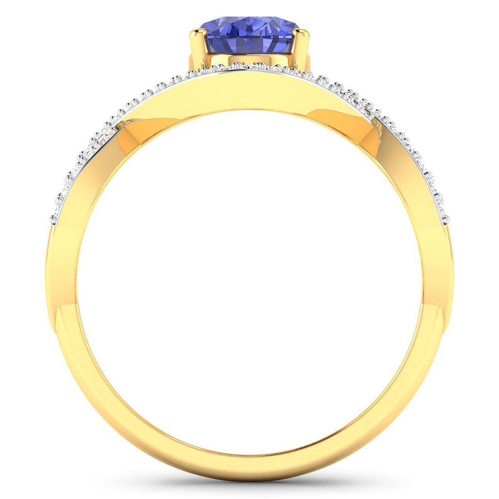 Tanzanite Ring With Diamonds 1.3 Carats 14K Yellow Gold