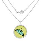 Glass Butterfly Pendant 29.4 Carats Sterling Silver
