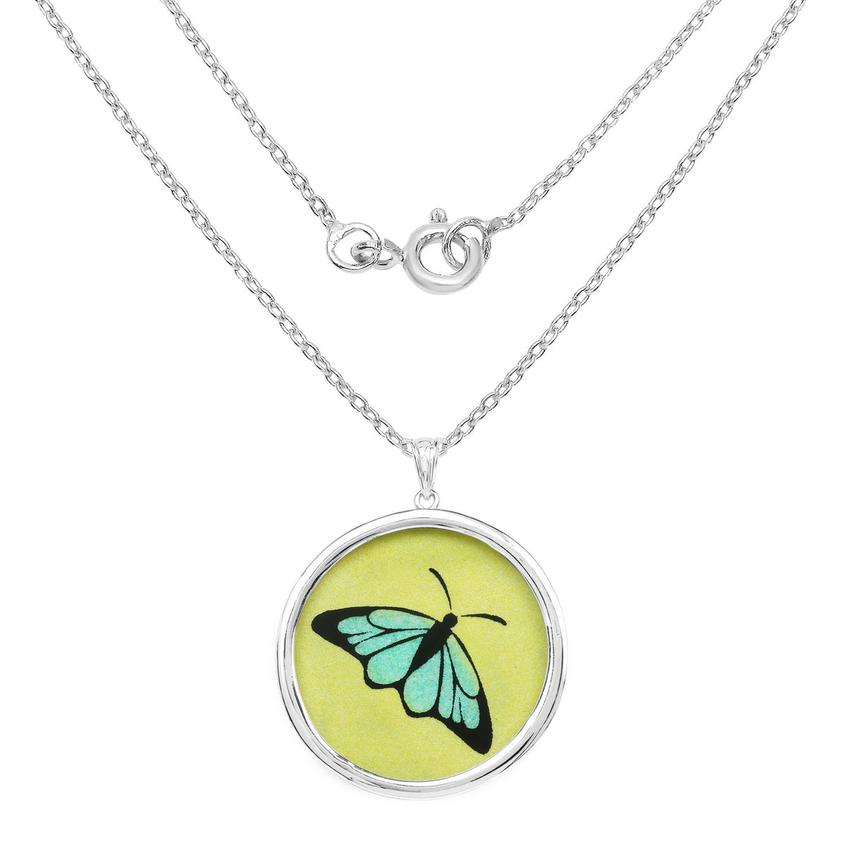 Glass Butterfly Pendant 29.4 Carats Sterling Silver