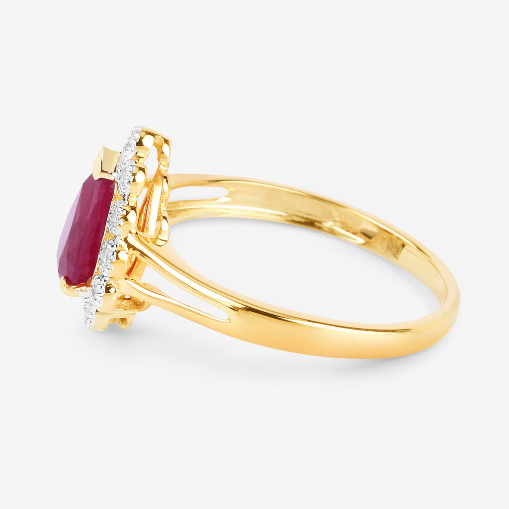 Ruby Ring With Diamonds 1.28 Carats 14K Yellow Gold