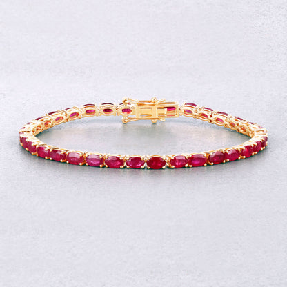 Ruby Bracelet 9.16 Carats 10K Yellow Gold