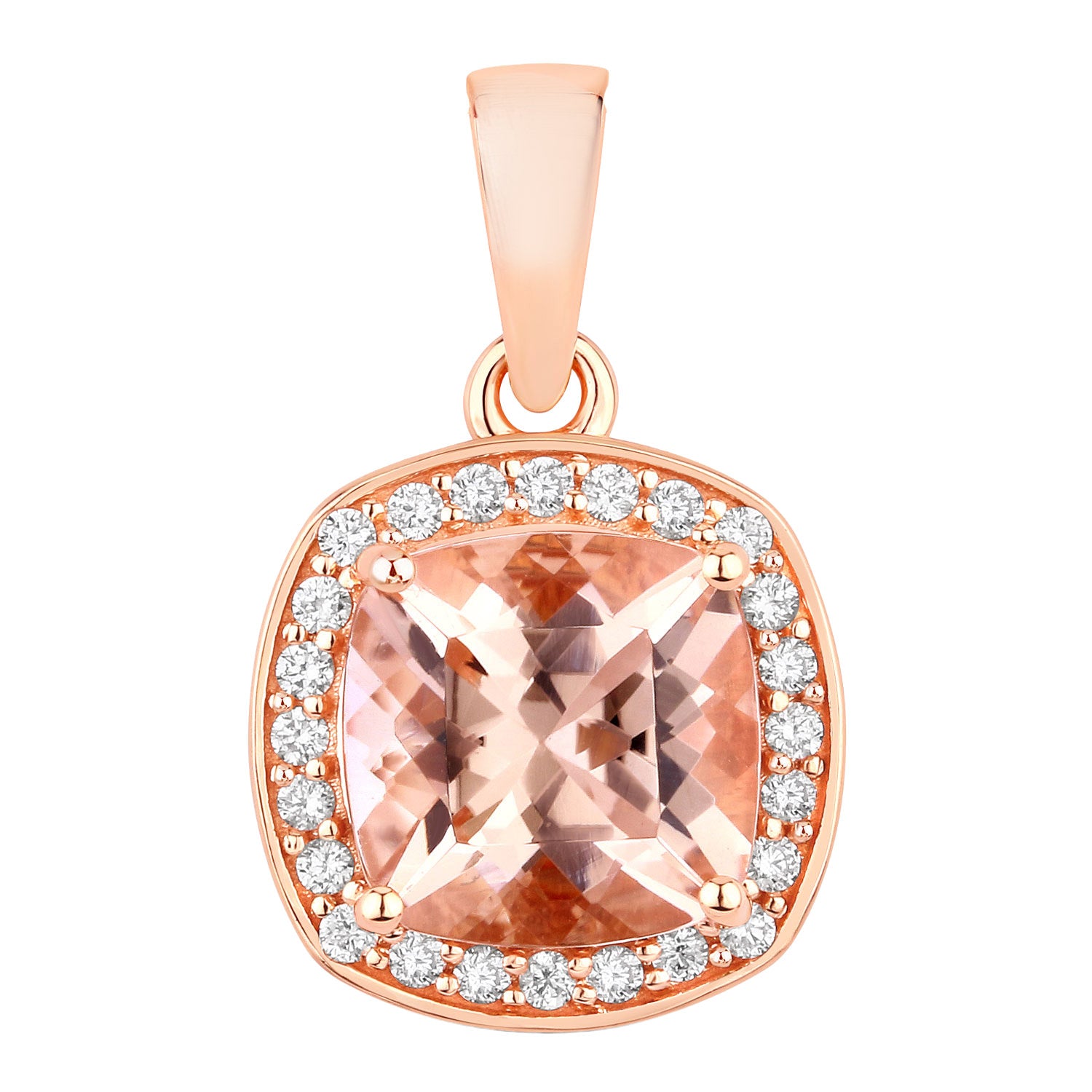 Morganite Pendant With Diamonds 2.12 Carats 14K Rose Gold