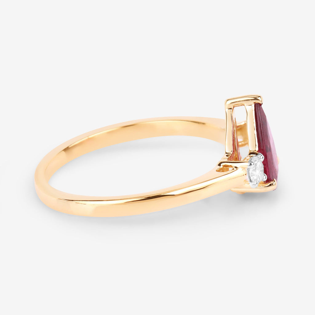 Ruby Ring With Diamonds 1.04 Carats 14K Yellow Gold