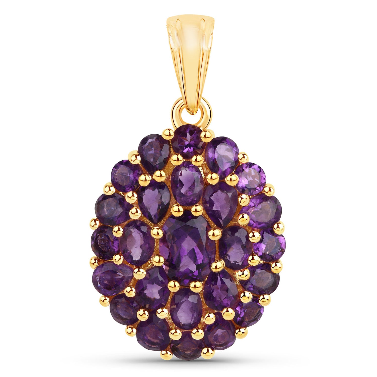 Amethyst Pendant 3.96 Carats Gold Plated Silver