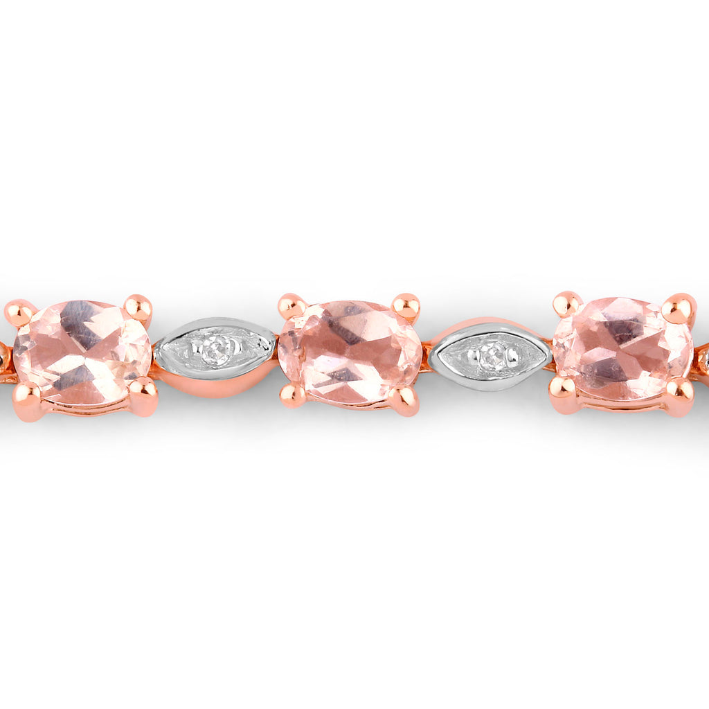 Morganite Bracelet With Diamonds 1.36 Carats Gold Plated Silver