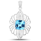 Swiss Blue Topaz Pendant 8.16 Carats Sterling Silver