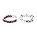 Garnet Hoop Earrings 4 Carats Rhodium Plated Silver