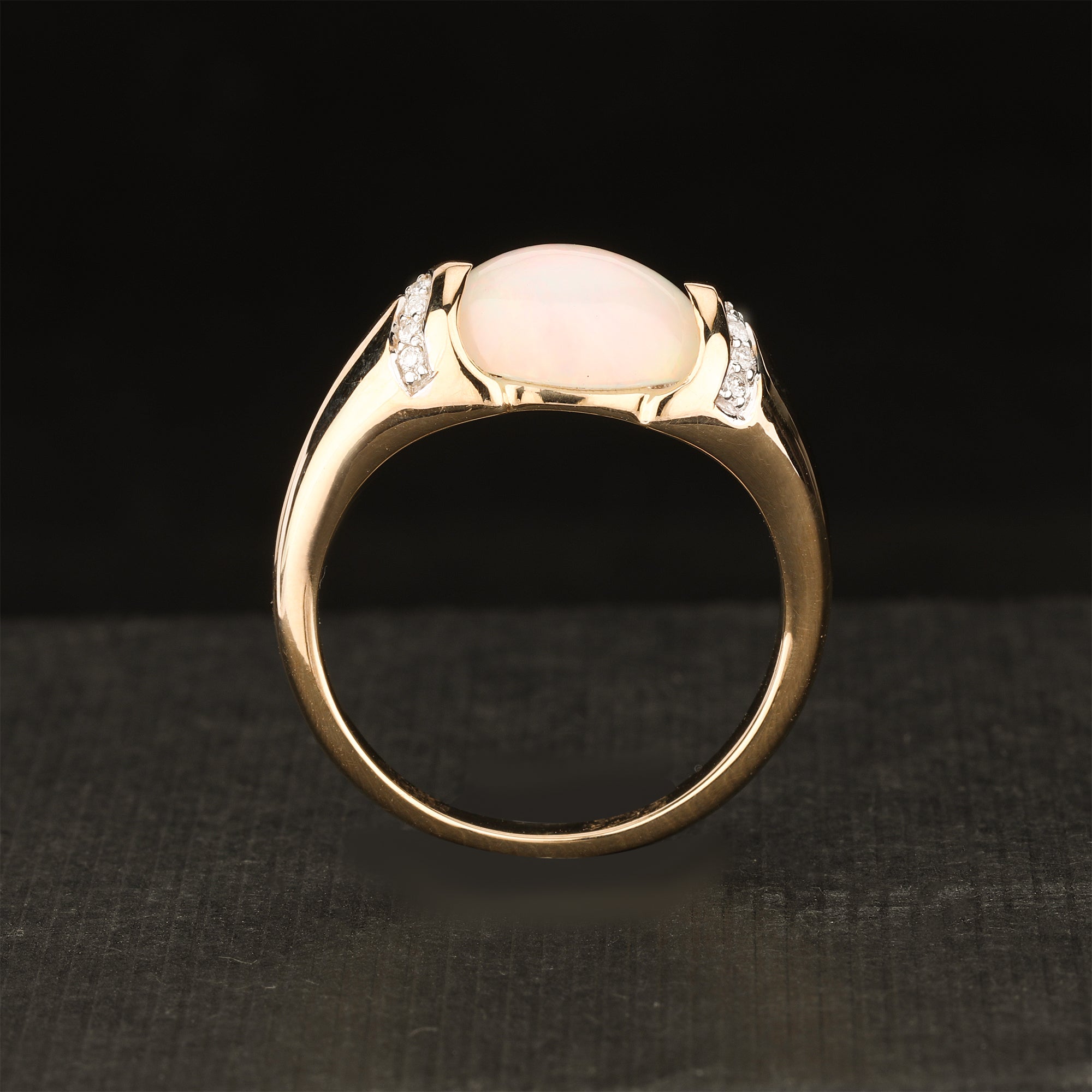 Natural Ethiopian Opal Ring With Diamonds 2.51 Carats 9K Yellow Gold