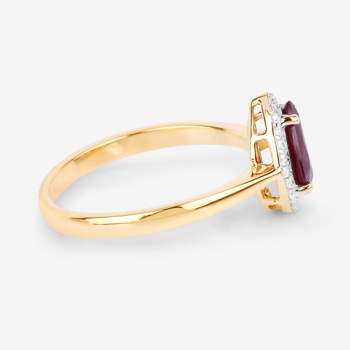 Ruby Ring With Diamonds 1.28 Carats 14K Yellow Gold