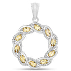 Citrine Pendant With White Topaz 1.7 Carats Sterling Silver