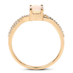 Ethiopian Opal Ring With Diamonds 0.34 Carats 10K Yellow Gold