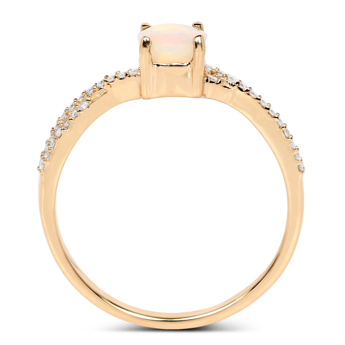 Ethiopian Opal Ring With Diamonds 0.34 Carats 10K Yellow Gold