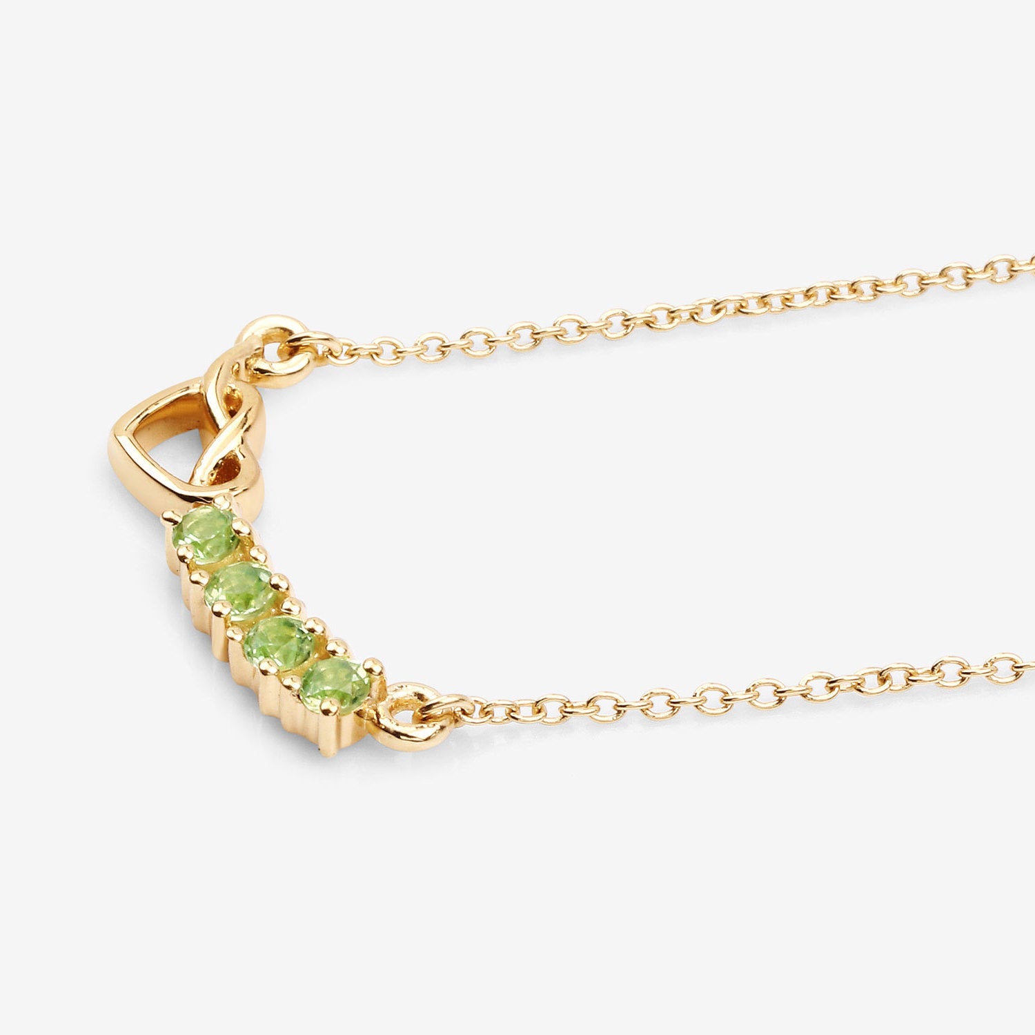 Peridot Heart Necklace 0.26 Carats Gold Plated Silver