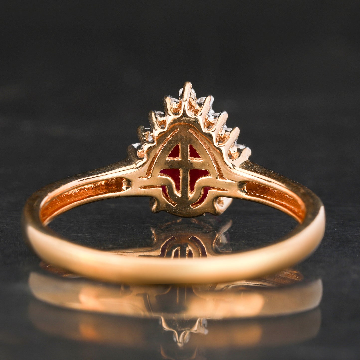 Natural Ruby Ring With Diamonds 1.19 Carats 9K Yellow Gold