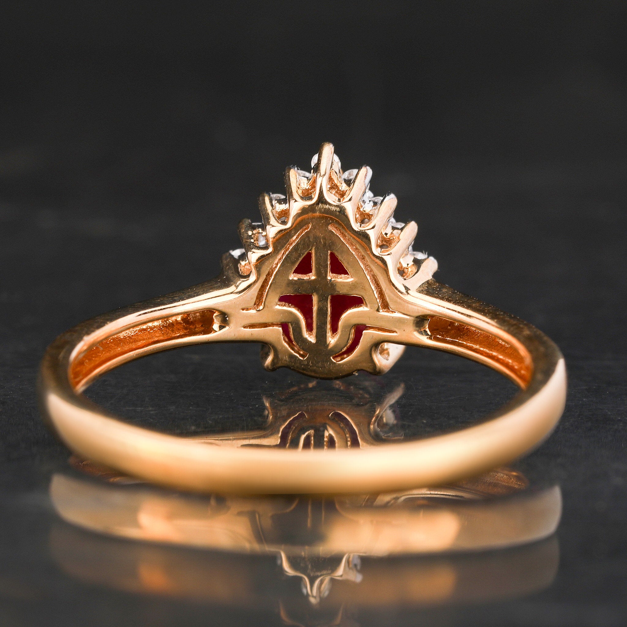 Natural Ruby Ring With Diamonds 1.19 Carats 9K Yellow Gold