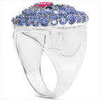 London Blue Topaz Ring With Tanzanite 3.14 Carats Sterling Silver