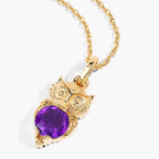 Amethyst Owl Pendant 0.72 Carats Gold Plated Silver