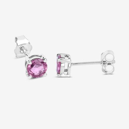 Pink Sapphire Stud Earrings 1.29 Carats 10K White Gold