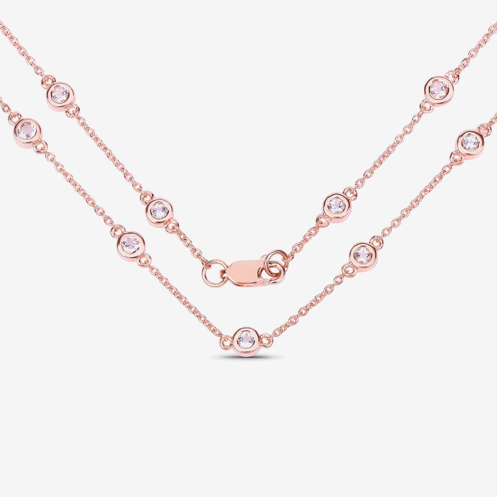 Morganite Necklace 1.6 Carats Gold Plated Silver