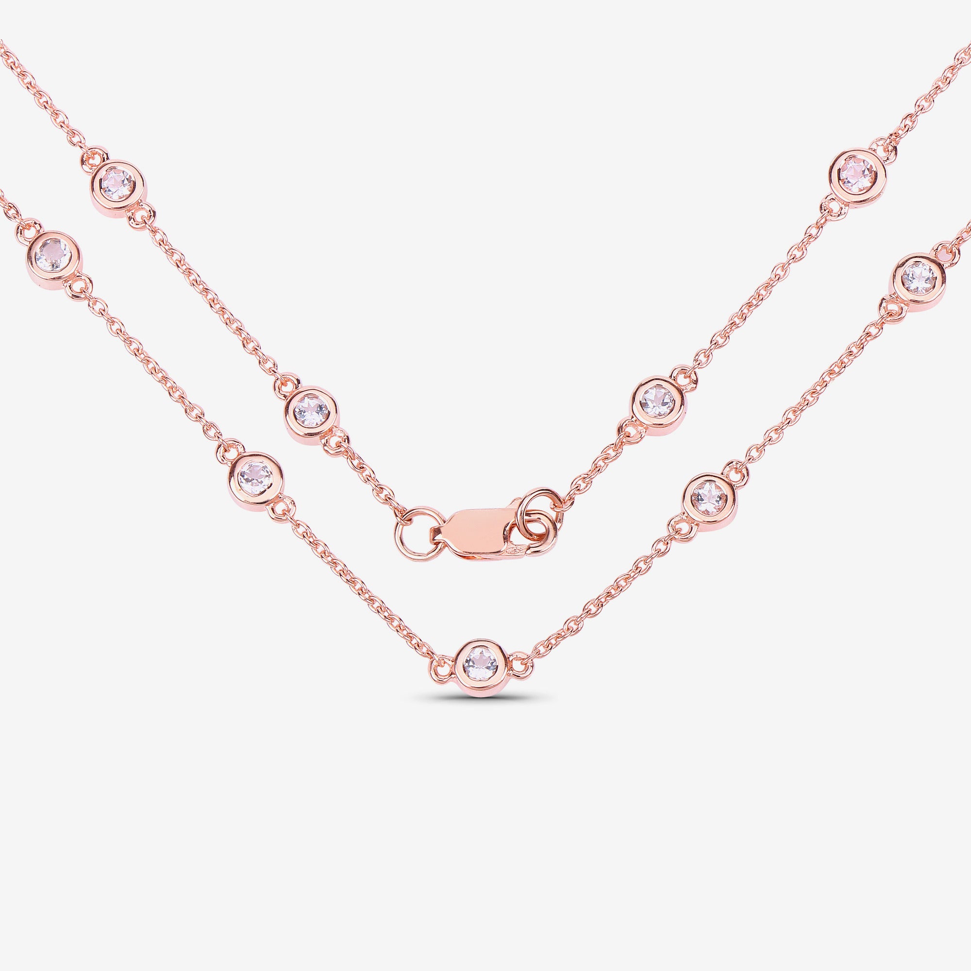 Morganite Necklace 1.6 Carats Gold Plated Silver